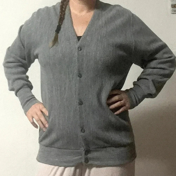 NWT 90s vintage cardigan Sears David Taylor grandpa sweater size medium neutral - Picture 14 of 15